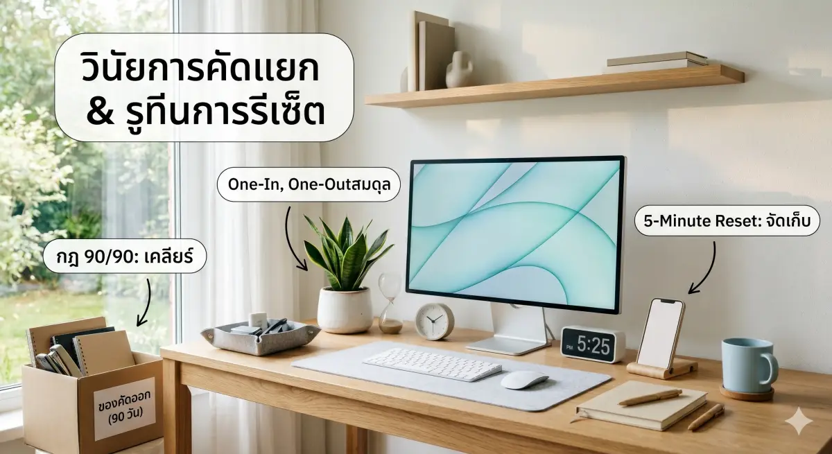 คัดแยกขยะบนโต๊ะ