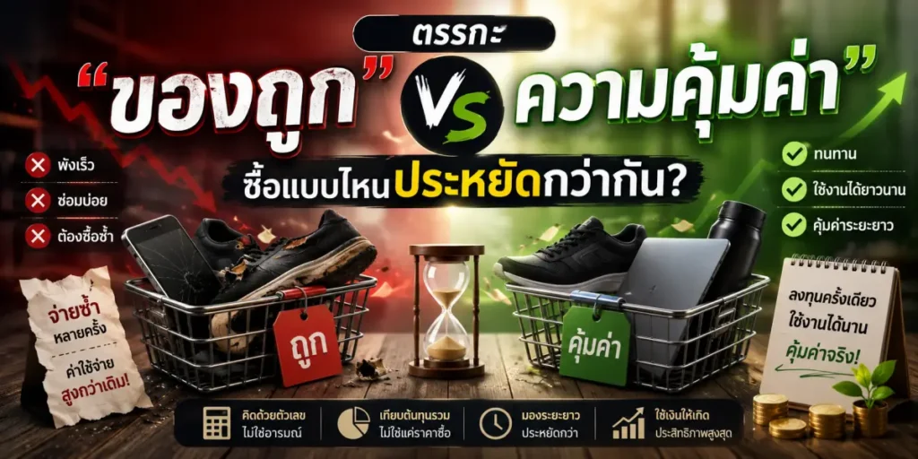 ตรรกะ “ความคุ้มค่า” vs “ของถูก”: ซื้อแบบไหนประหยัดกว่ากัน?